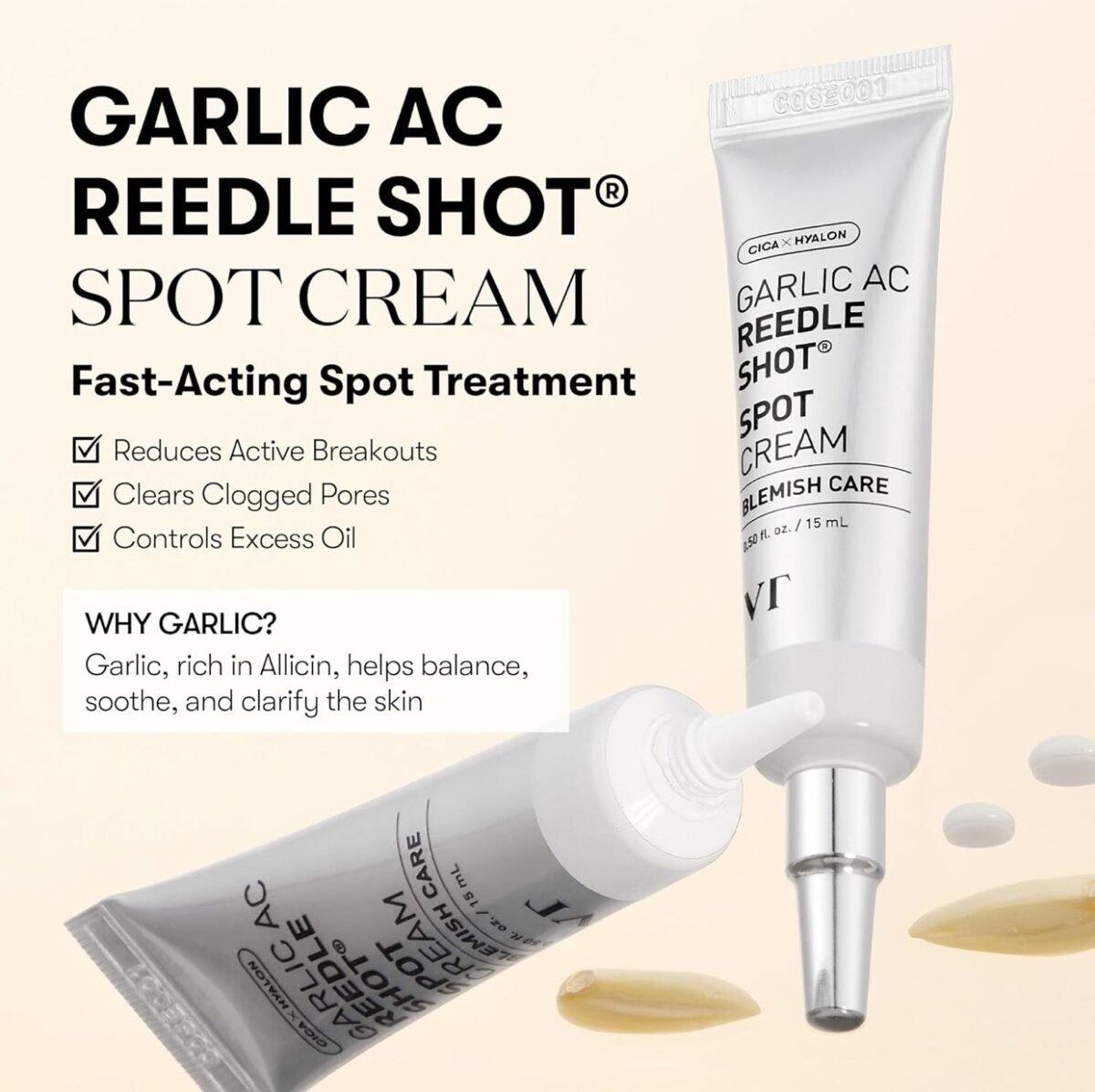 VT Cosmetics Garlic AC Reedle Shot Spot Cream 15ml - Image 2
