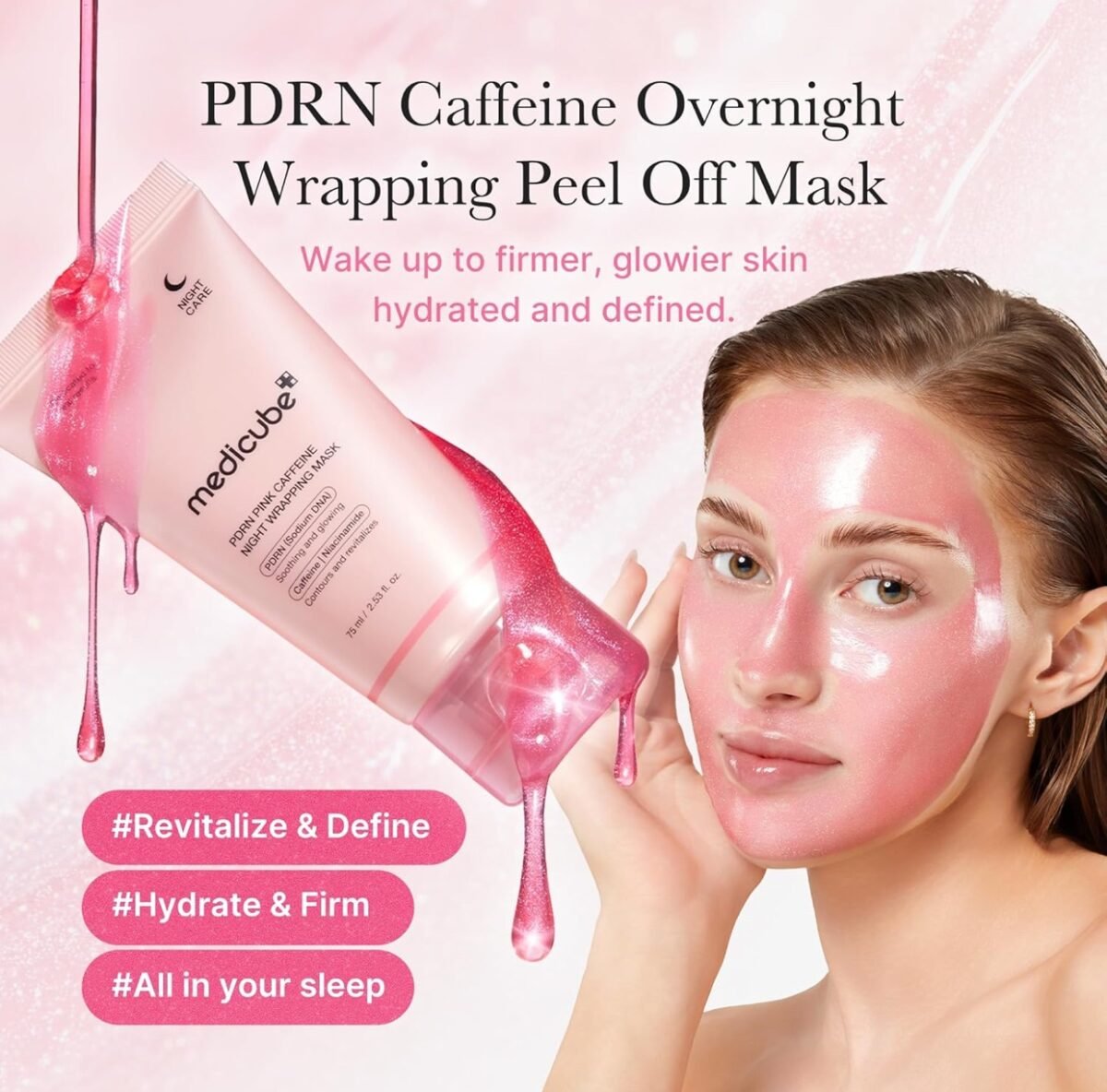 Medicube PDRN Pink Caffeine Night Wrapping Mask 75ml - Image 2