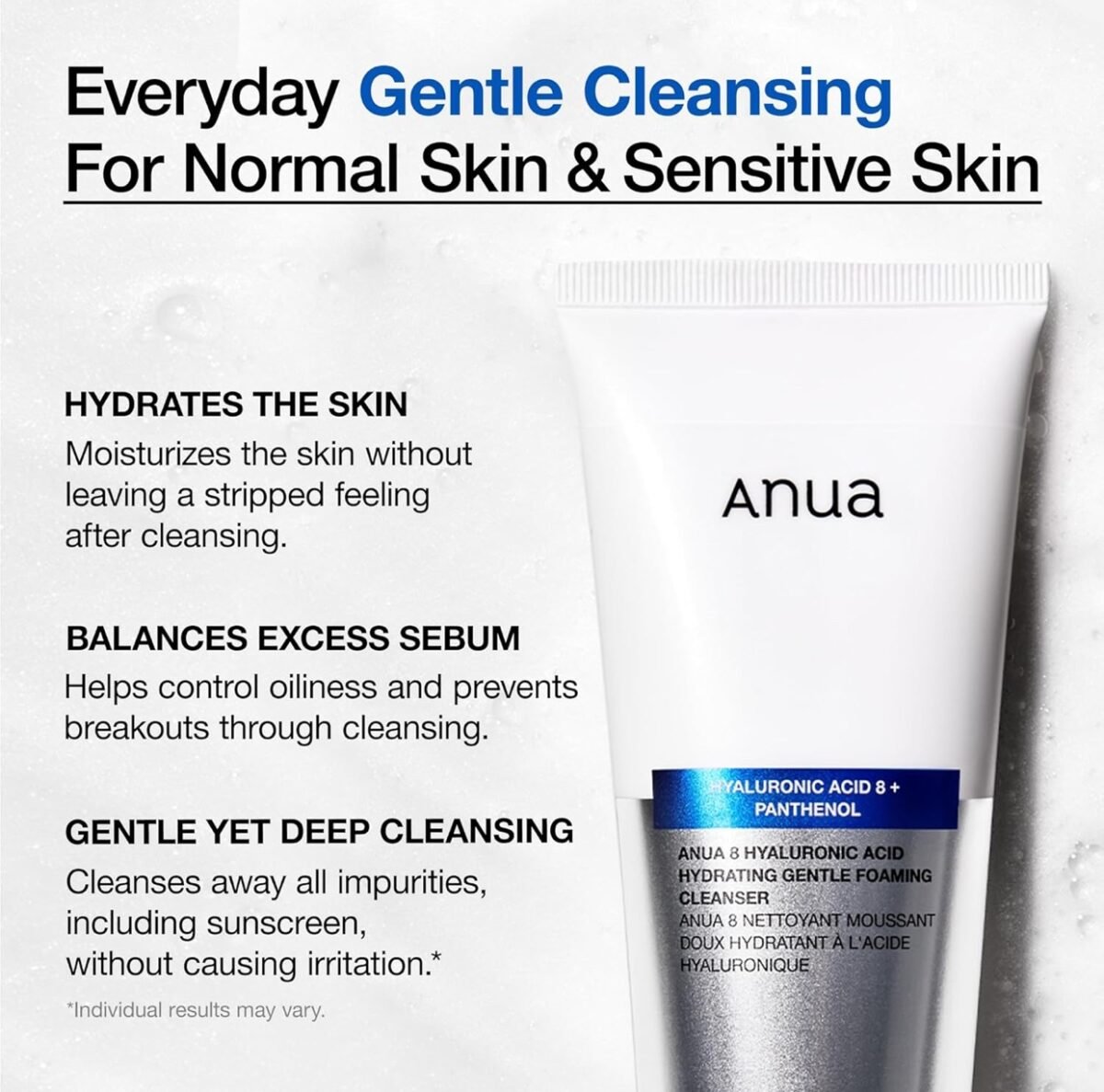 Anua 8 Hyaluronic Acid Hydrating Gentle Foaming Cleanser 150ml - Image 3