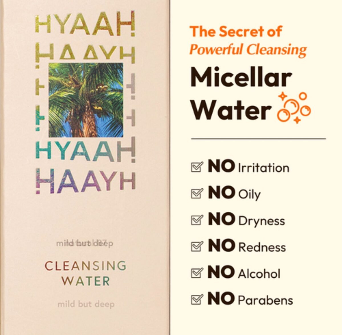 HYAAH Mild But Deep Cleansing Water 300ml - Image 5
