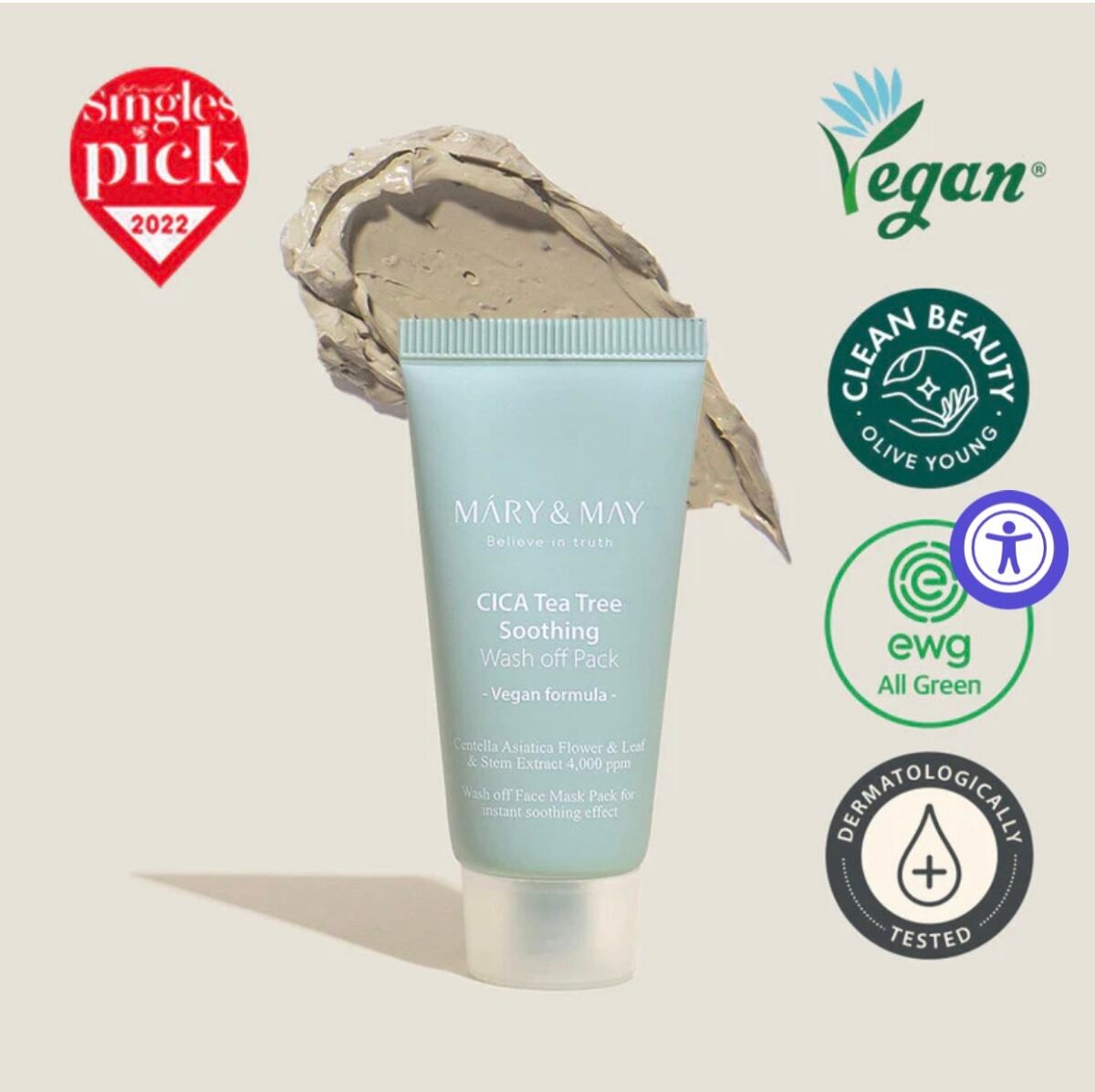 Mary & May CICA Tea Tree Soothing Wash Off Pack 30ml - Image 1