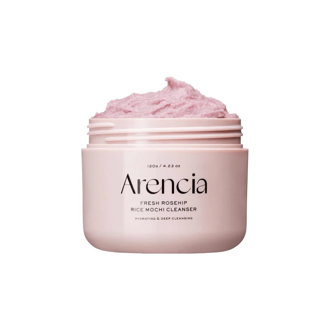 img_9188 Arencia Fresh Rosehip Rice Mochi Cleanser 120g غسول أرز موتشي برائحة ثمر الورد الطازج لتفتيح البشرة من ارينسيا - Image 1